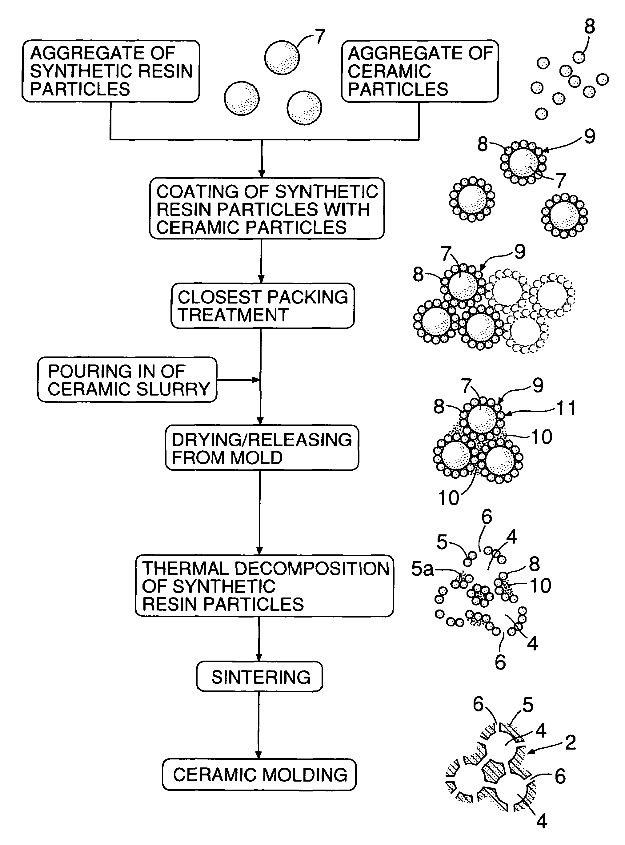 Process for producing ceramic molding having three-dimensional network structure