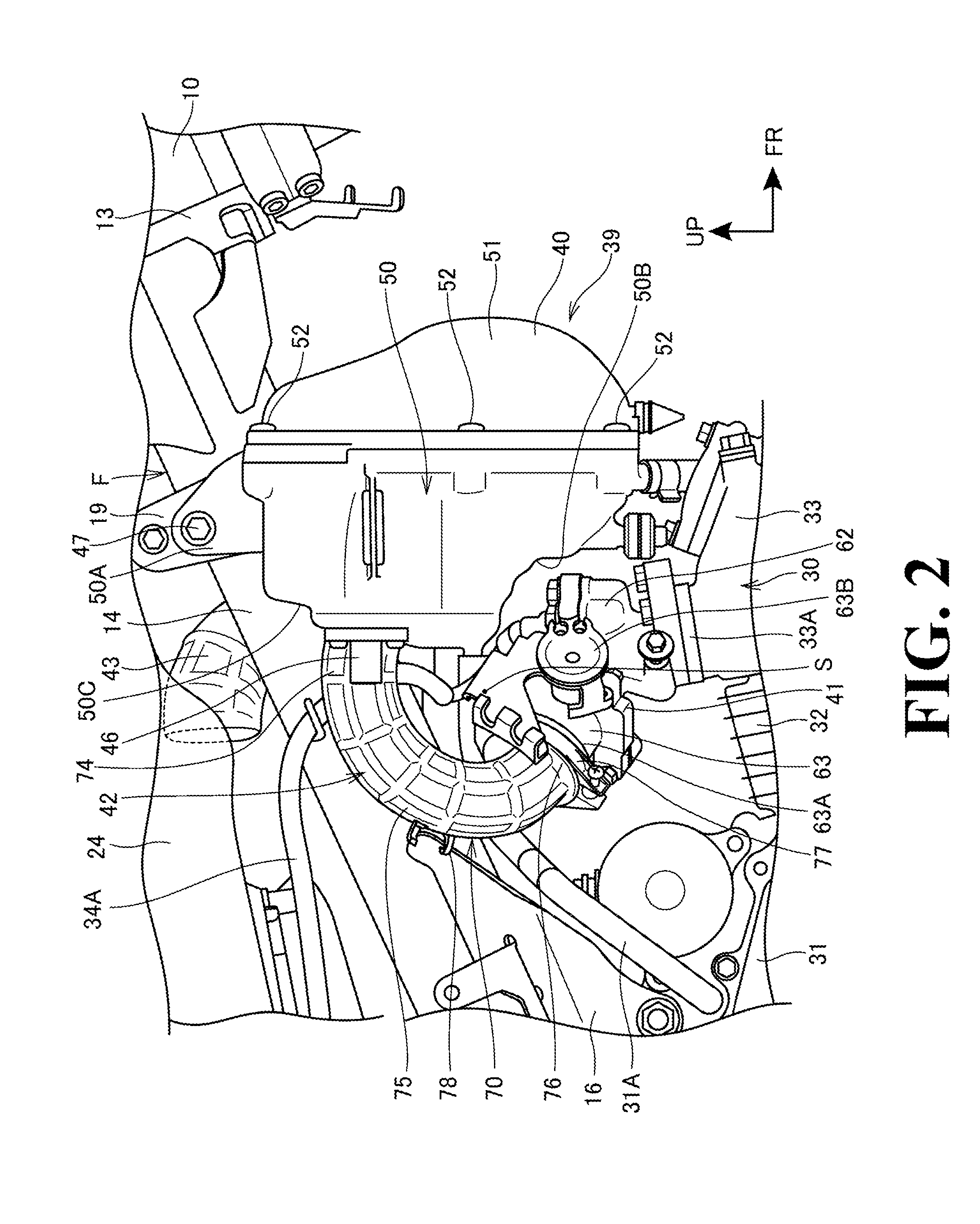 Intake passage structure for vehicle