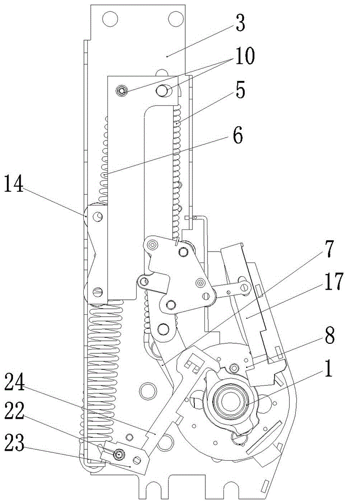 A spring operating mechanism for a switch cabinet