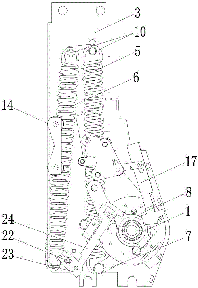 A spring operating mechanism for a switch cabinet