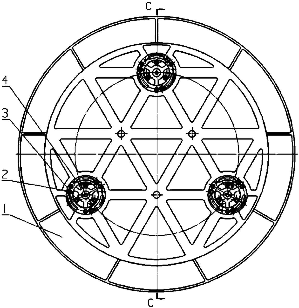 Positioning assembly for a back support of a mirror of an optical remote sensor