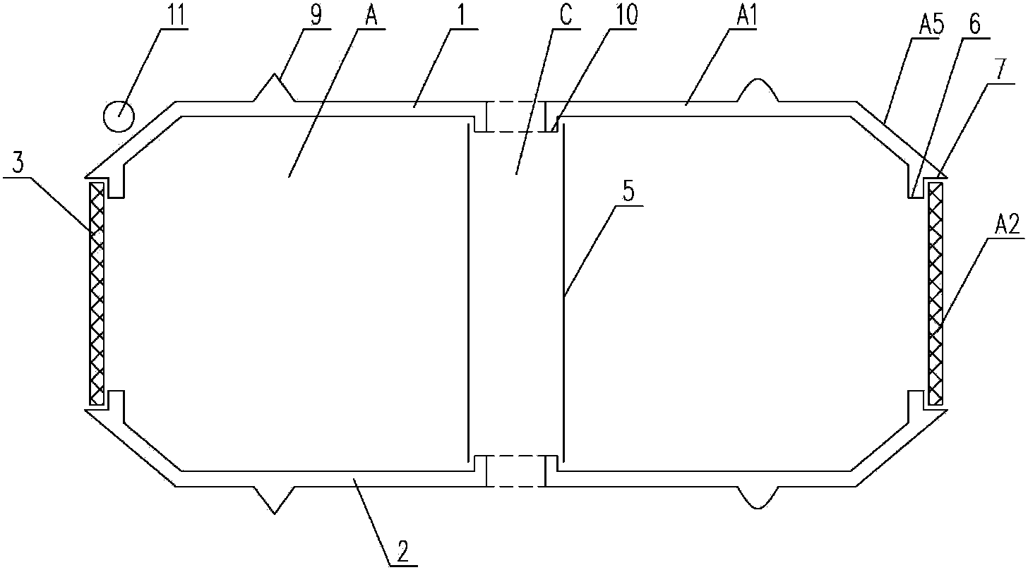 Cast-in-situ hollow floor with pores formed by combined reticular box-shaped component