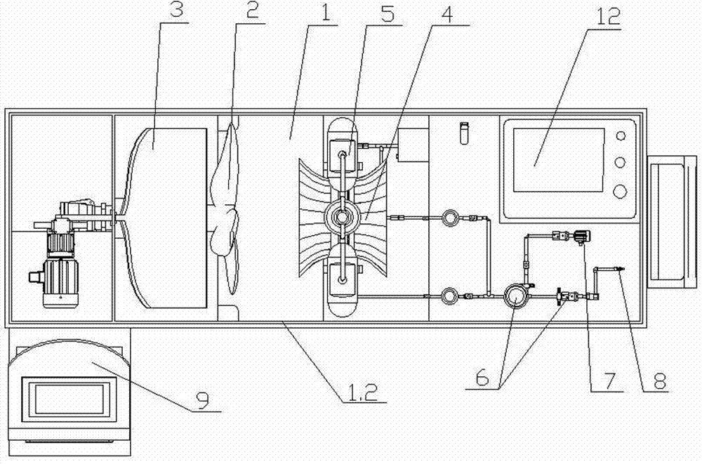 Tidal current energy and wave energy comprehensive property testing device