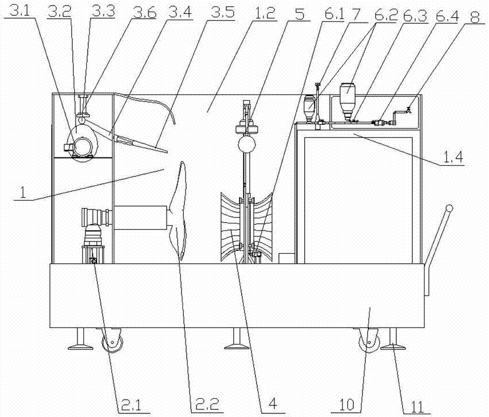 Tidal current energy and wave energy comprehensive property testing device