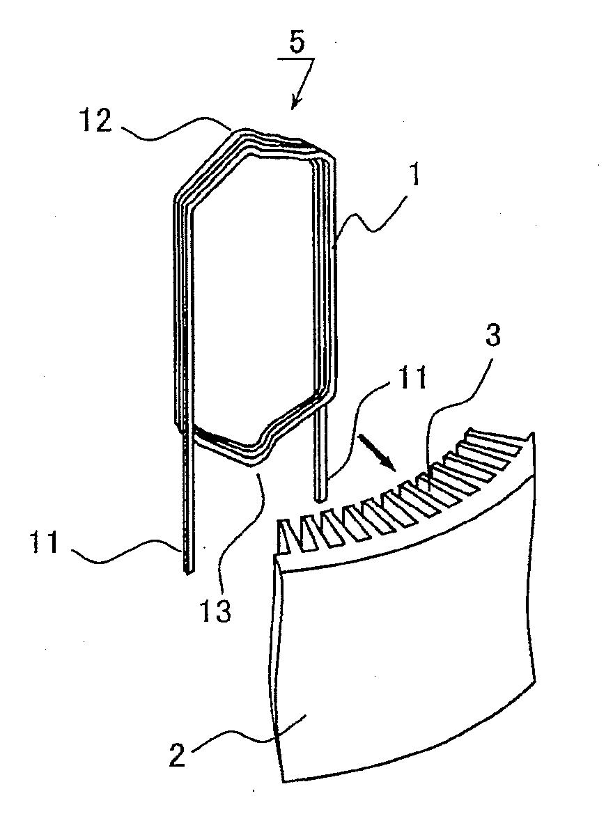 Rotary electric machine, crank-shaped continuously winding coil, distribution winding stator and forming method thereof