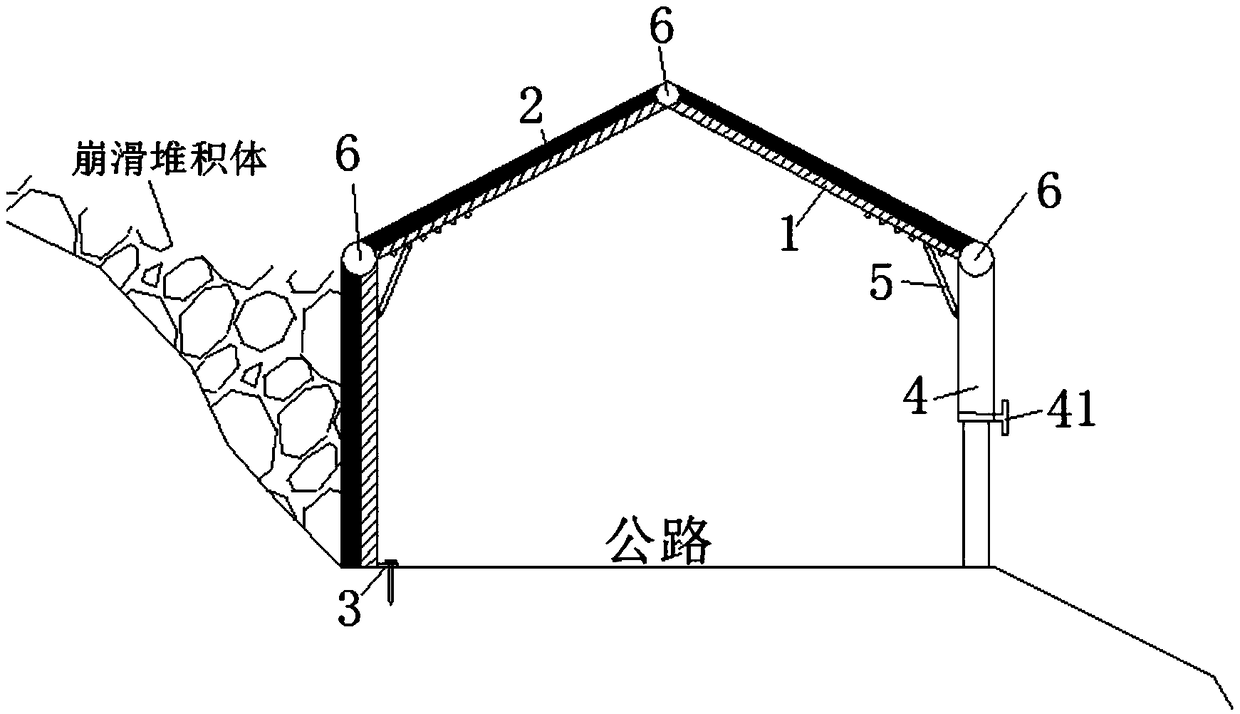 Quick emergency shed tunnel device and implementation method