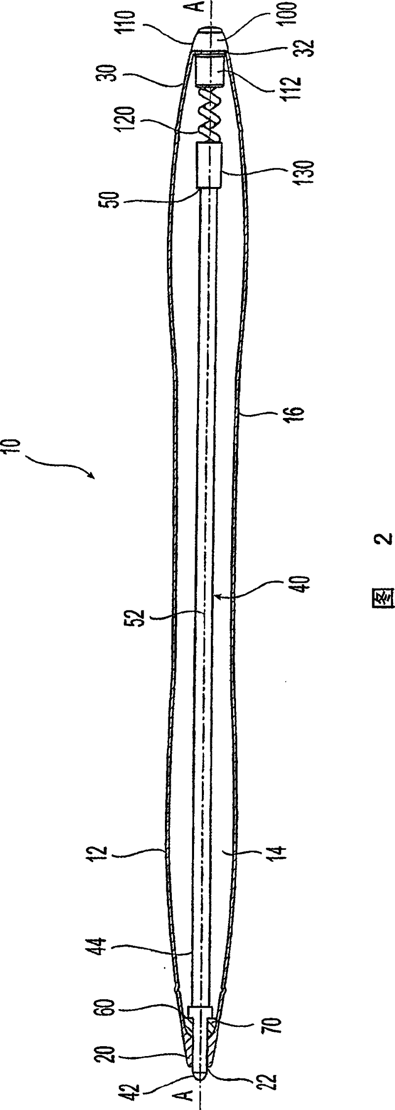 Writing instrument with cushioning element