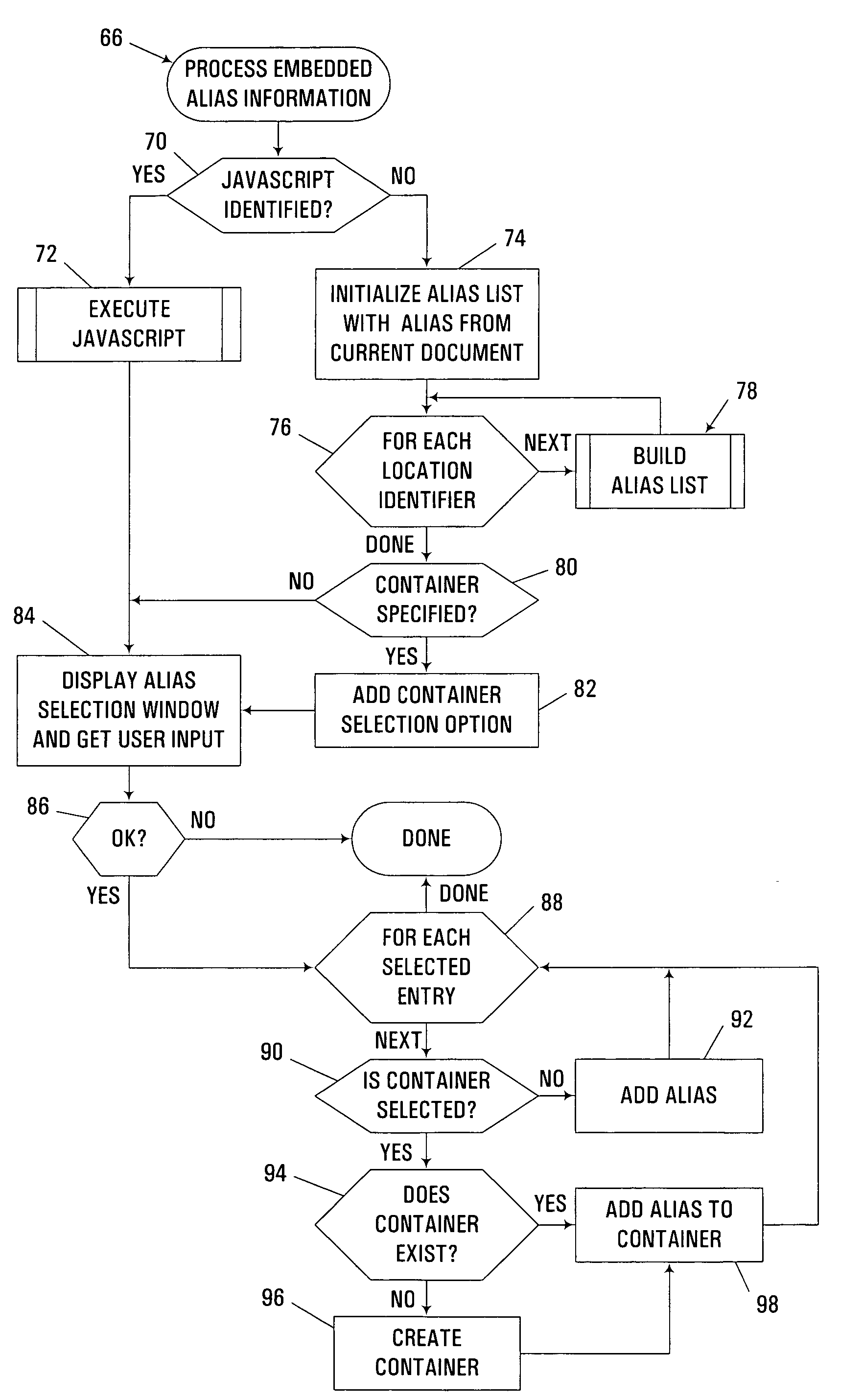 Automated generation of aliases based on embedded alias information