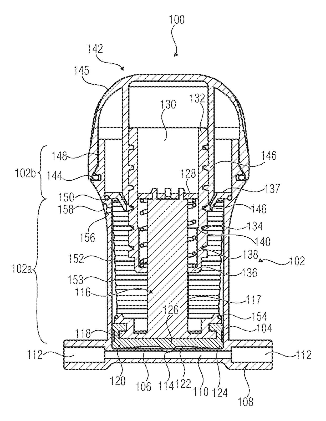 Fluid handling device having a spring mechanism