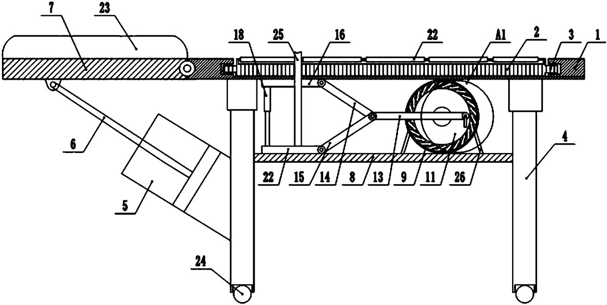 Surgical overbed table