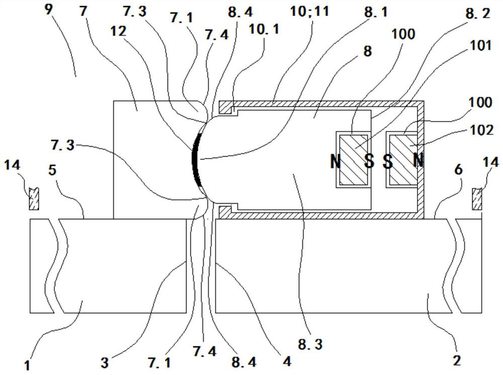 Double-door gap closing device of side by side combination refrigerator