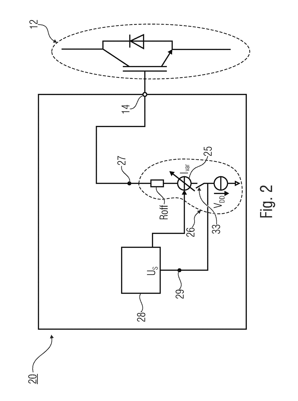 Device for switching a semiconductor-based switch and sensor for detecting a current change velocity at a semiconductor-based switch