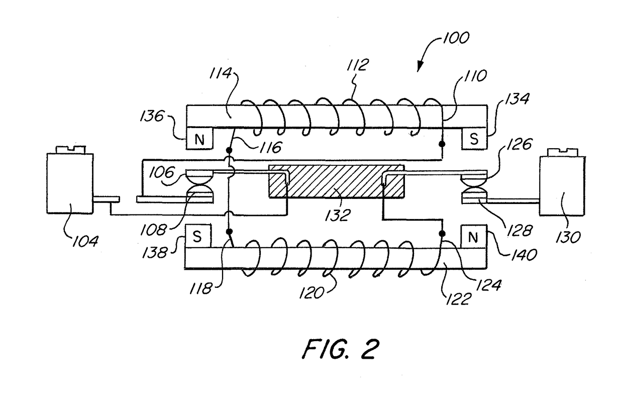 Arrangement for double break contact with electro-magnetic arc-blow