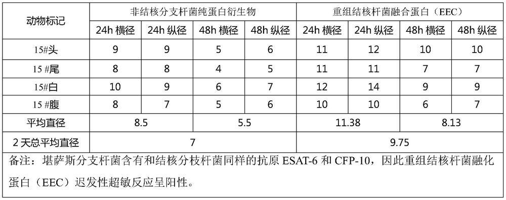 Product based on nontuberculous-mycobacterium purified protein derivative and recombinant mycobacterium tuberculosis fusion protein, application and use method