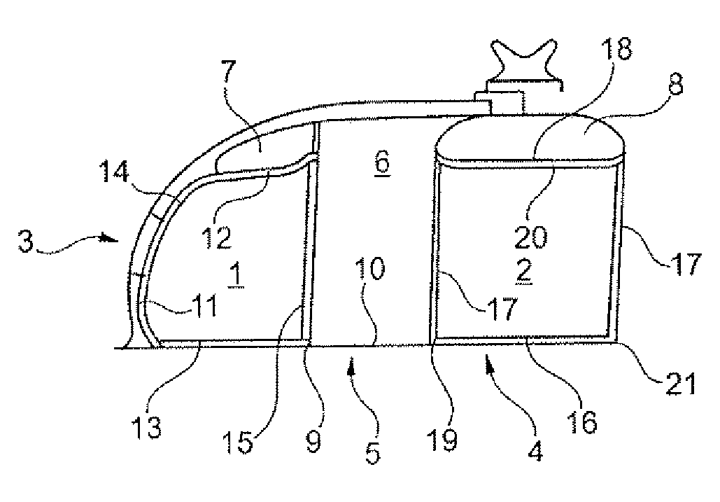 Partition wall in an aircraft