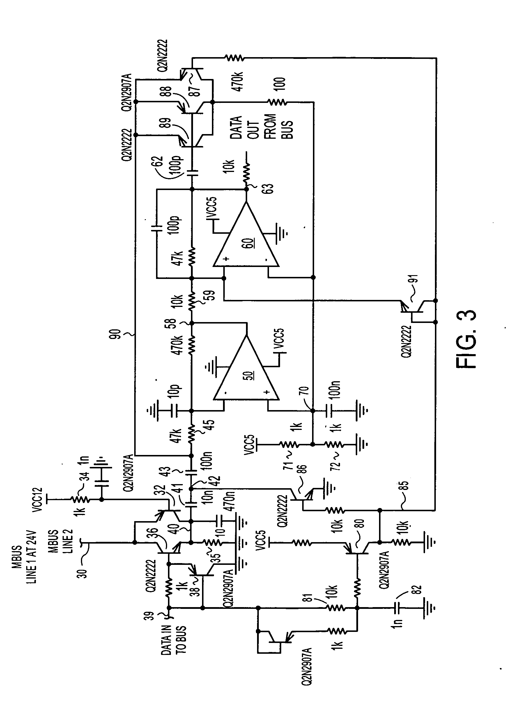 Receiver particularly for a meter-bus