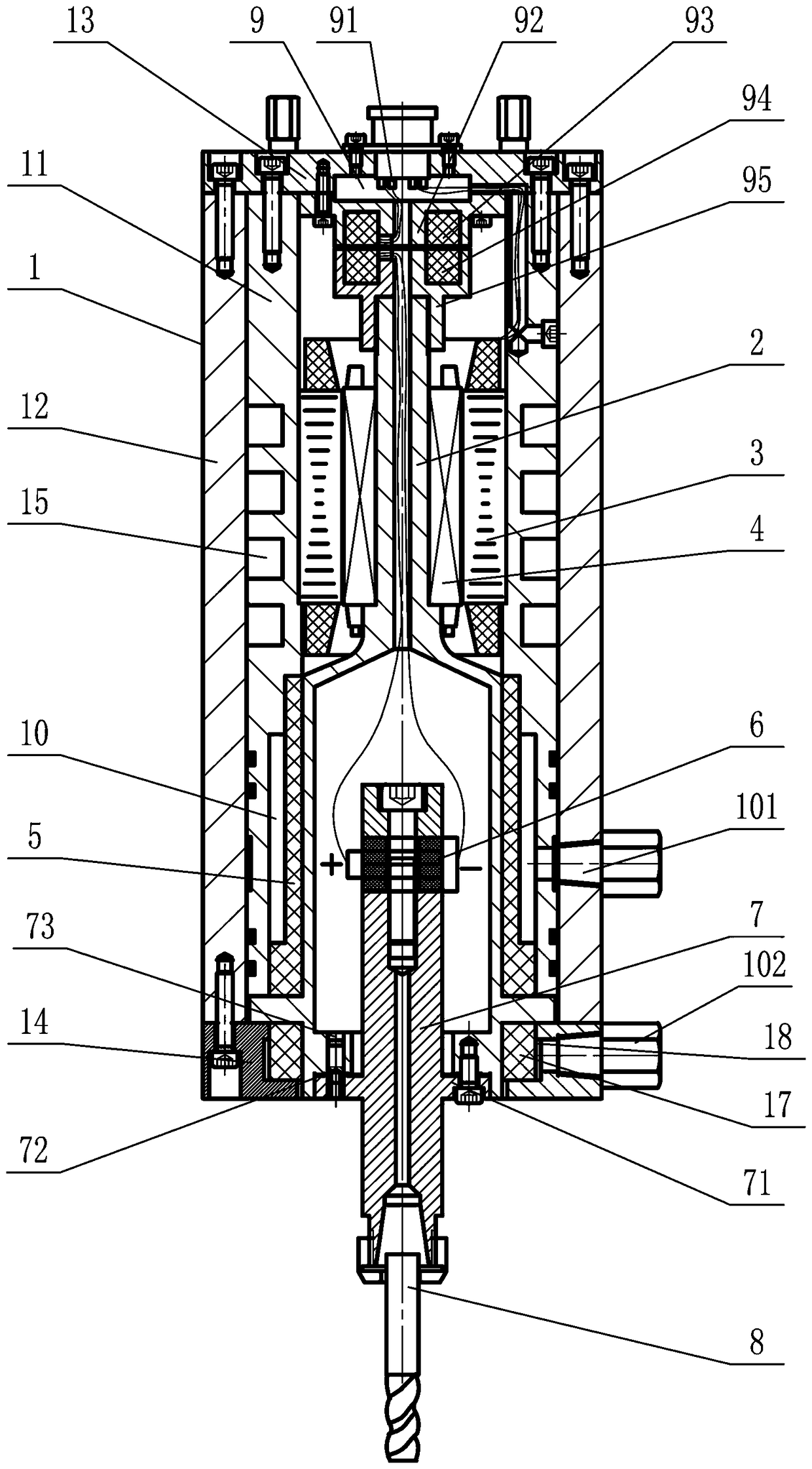 Air suspension type ultrasound superspeed electric spindle