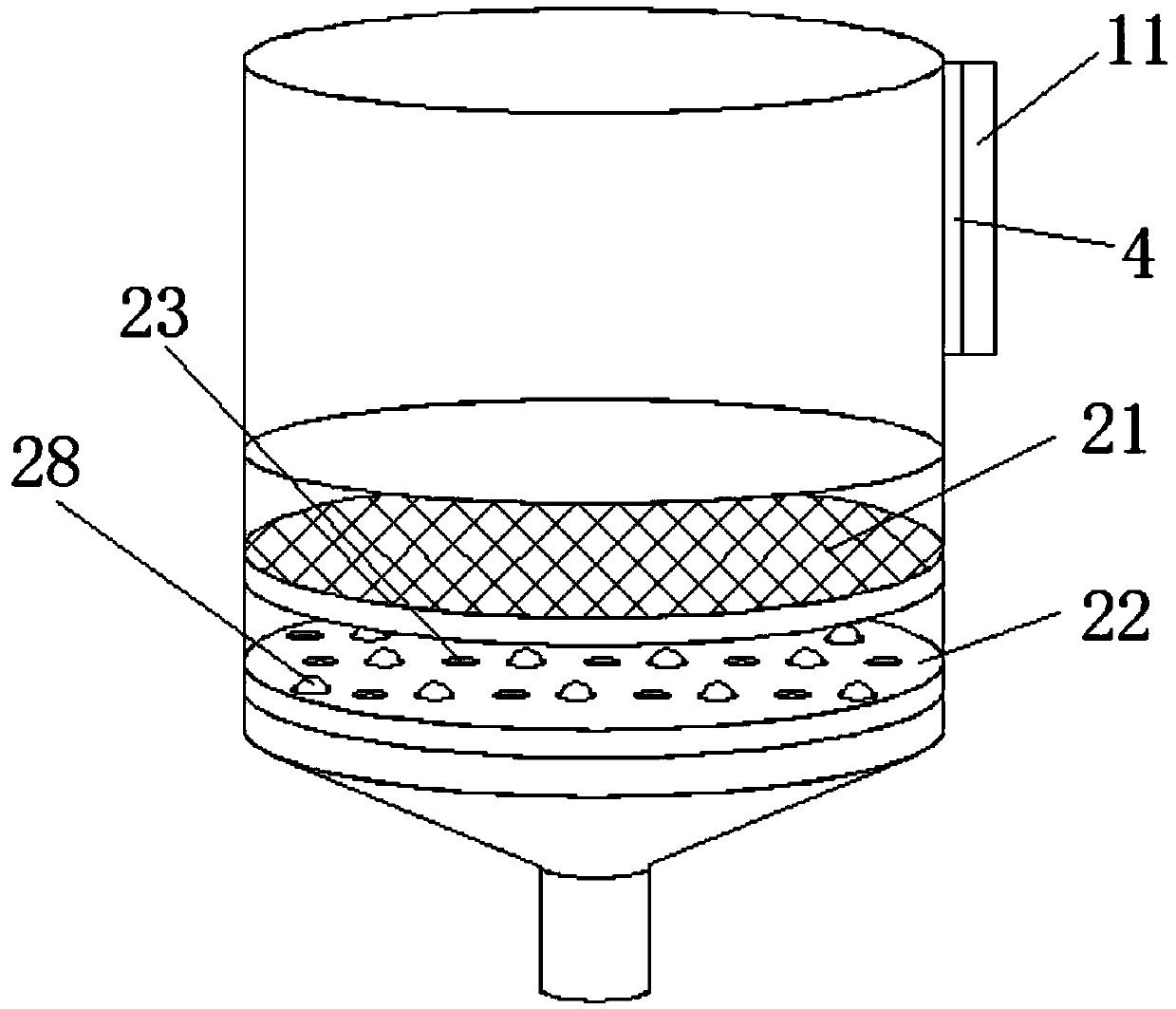 Horn ribbon vertical mixing integrated flavoring powder production equipment and production process thereof