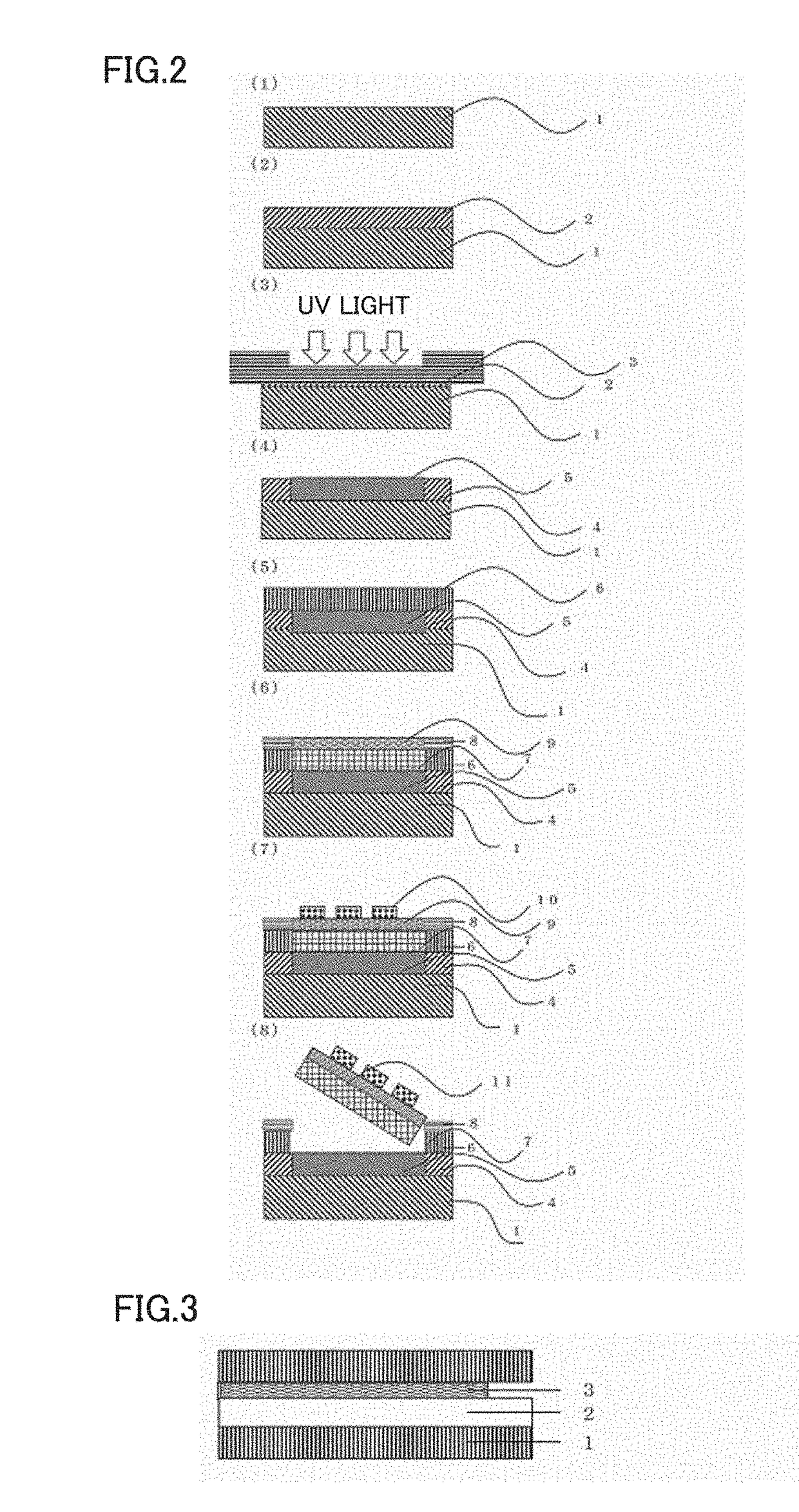 Method for producing layered product, layered product, method for producing layered product with device using said layered product, and layered product with device