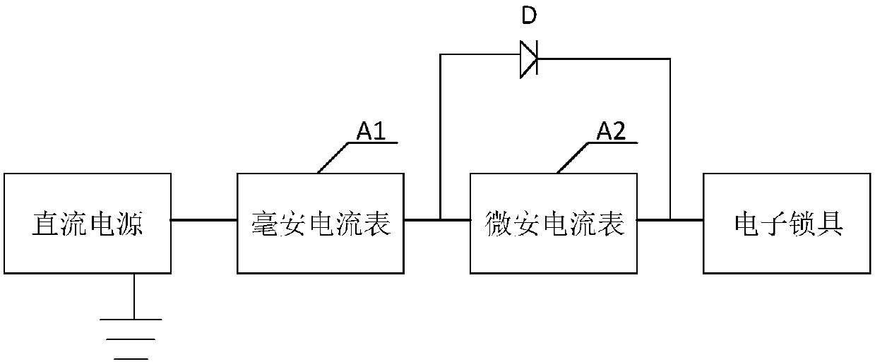 Device for testing current of electronic lock