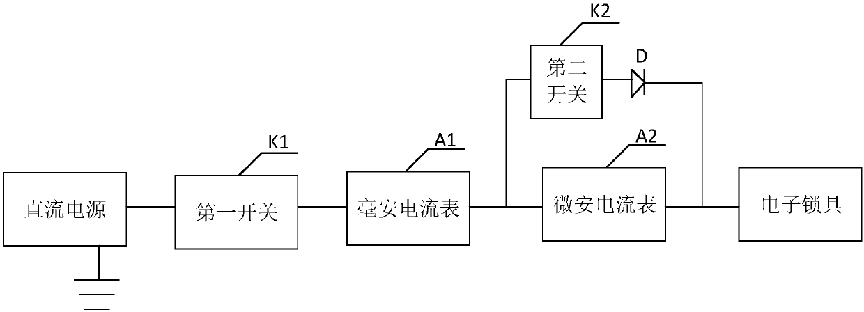 Device for testing current of electronic lock