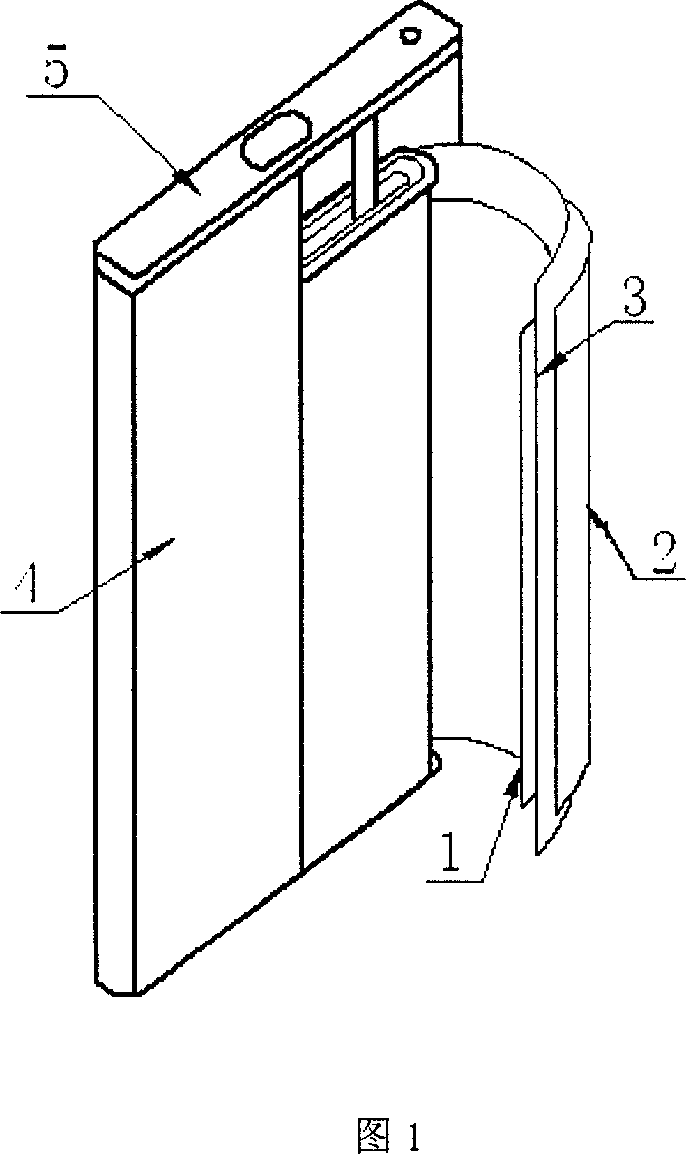 A quadrate lithium ion cell electrode core and its battery