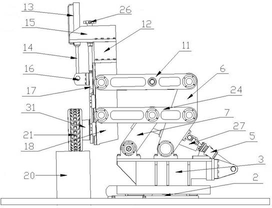 Compound four-connecting rod testing machine for mechanical properties of tire