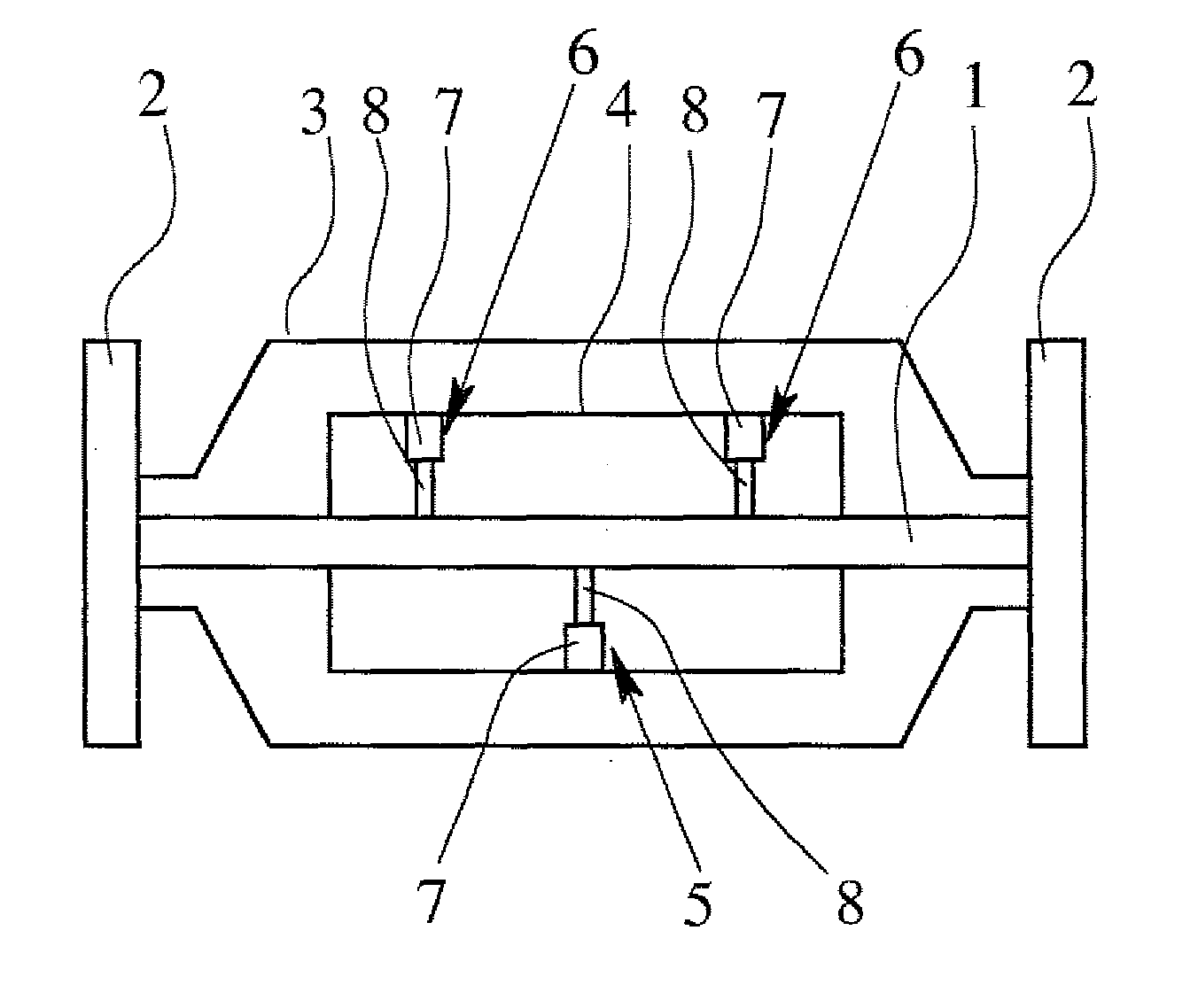 Device for measuring the mass rate of flow