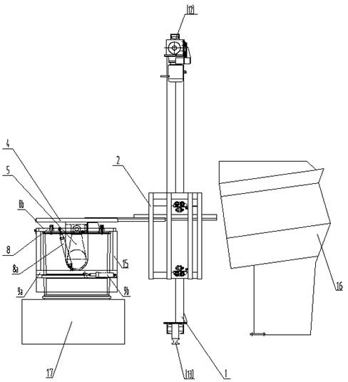 Translation type movable box overturning and material dumping device