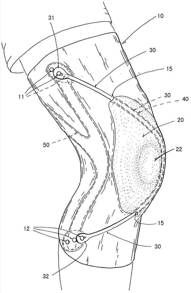 Improved knee bandage having a corrective strap