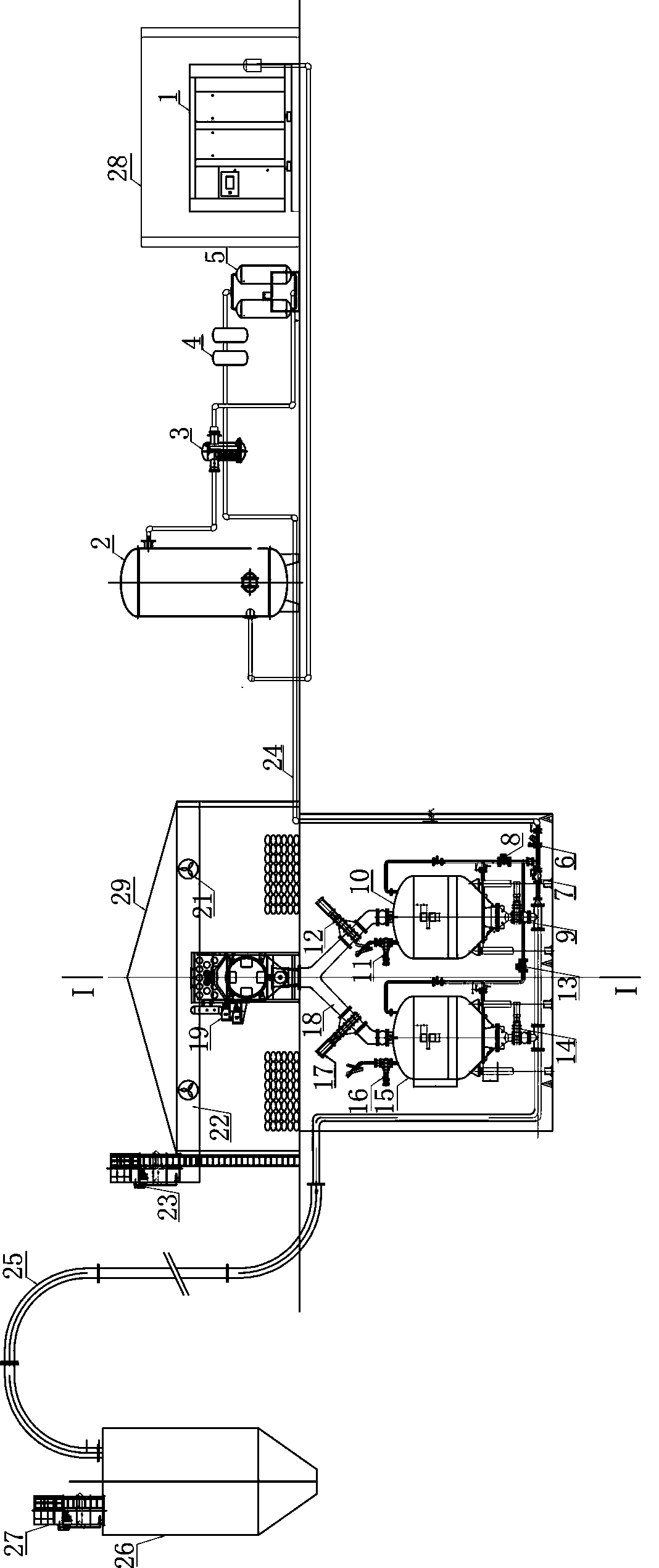 Bagged cement or fly ash unpacking and conveying system and operation method thereof