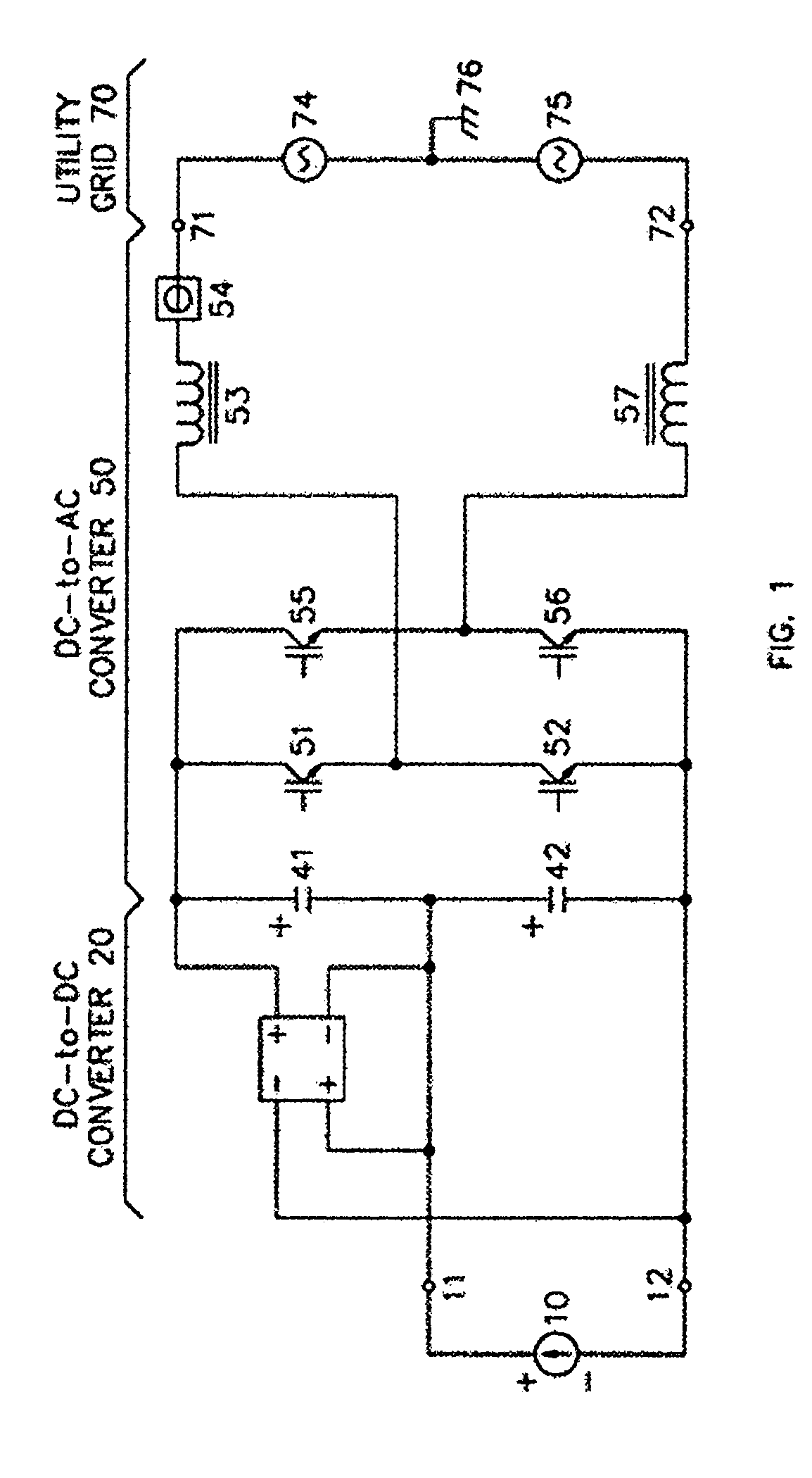 Monopolar DC to bipolar DC to AC converter