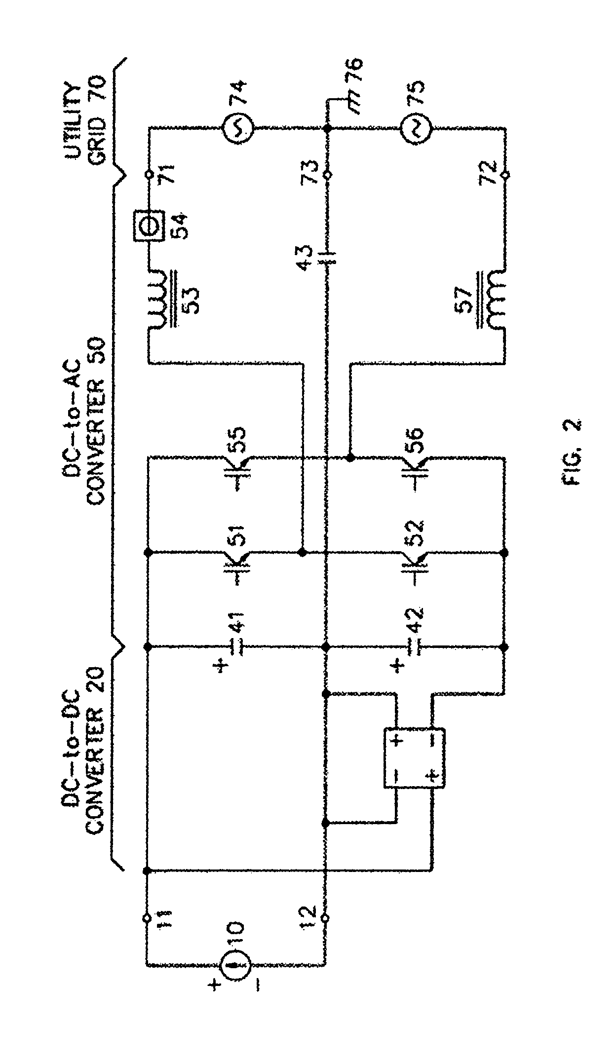 Monopolar DC to bipolar DC to AC converter