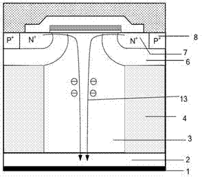 Super-junction vertical double-diffusion metal-oxide-semiconductor (VDMOS) device with dynamic charge balance