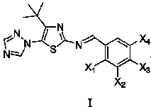 Medication application of 4-tert-butyl-5-(1,2,4-triazol-1-yl)-2-benzyliminothiazole