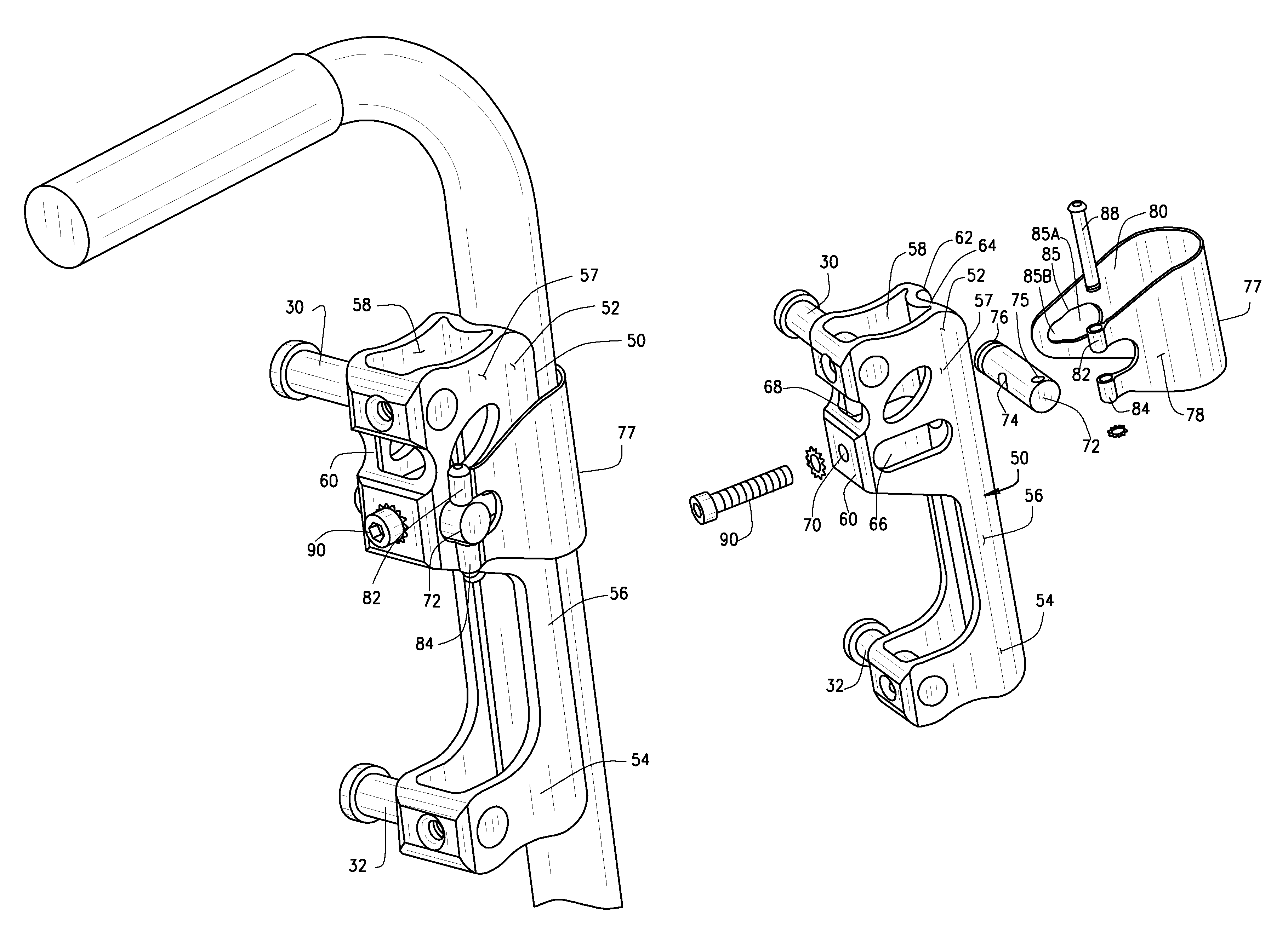 Wheelchair back mounting assembly