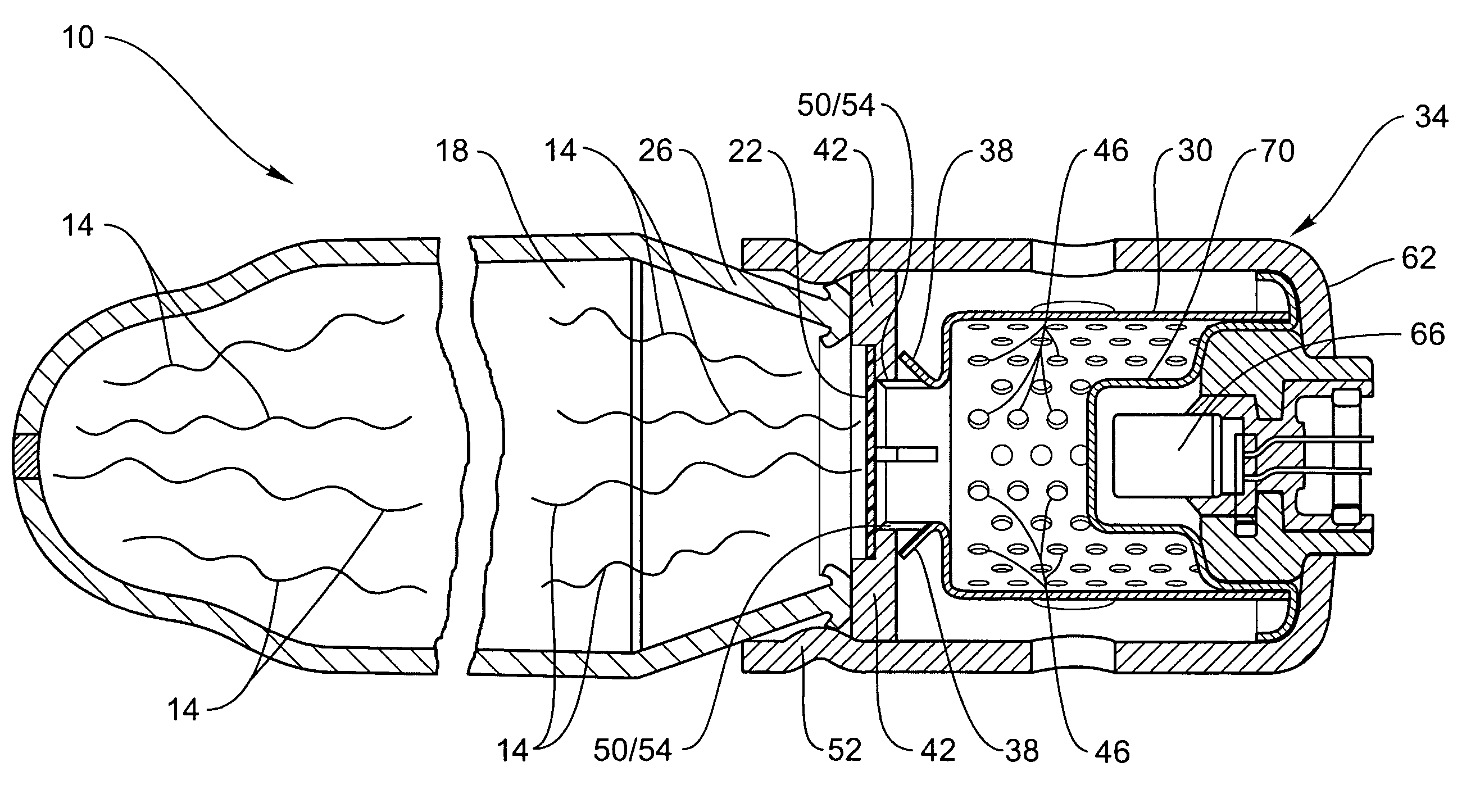 Airbag inflation with sliding baffle