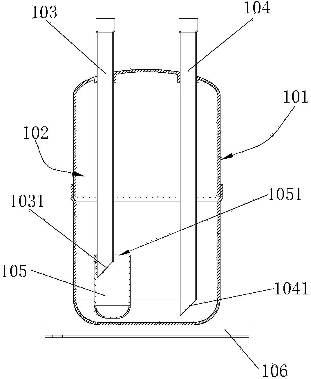 High-temperature heat pump liquid storage device and high-temperature heat pump hot water machine comprising same