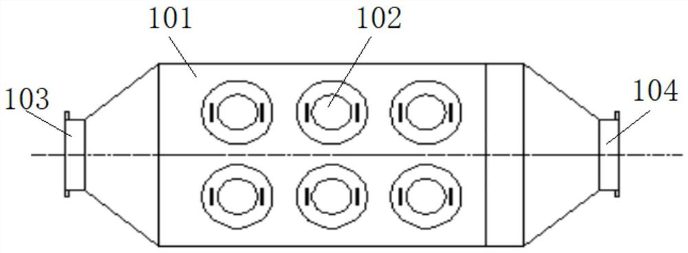 Integrated device for dust removal, desulfurization and denitrification of ship waste gas and ship