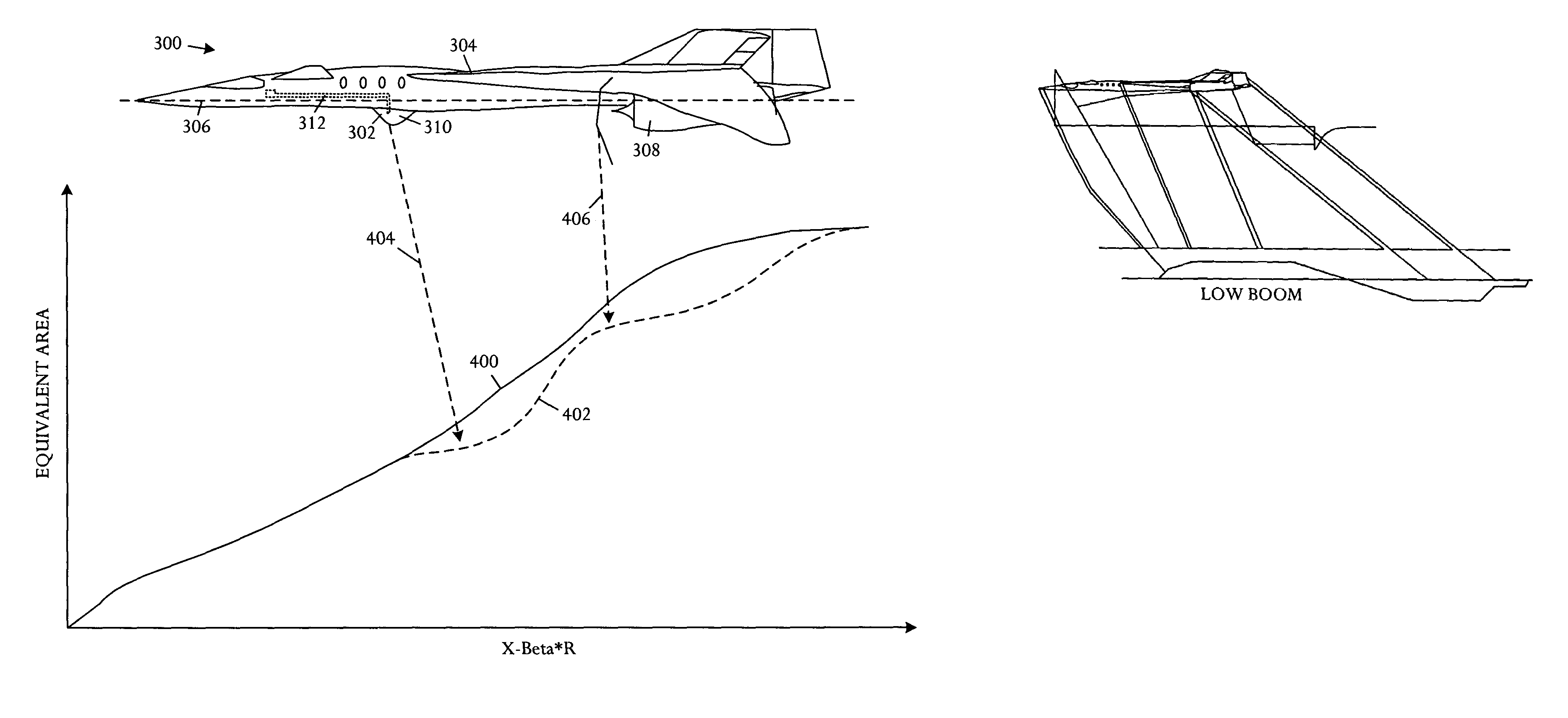 Aircraft thickness/camber control device for low sonic boom