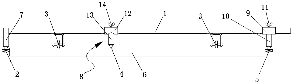 Sky train track beam walking plate lineation device and lineation method thereof