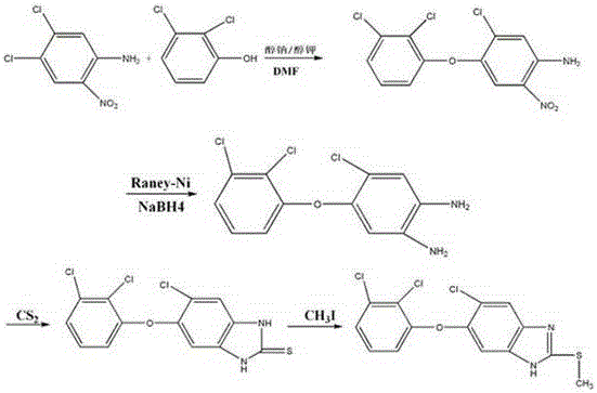 Method for preparing triclabendazole serving as medicine for animal distomiasis