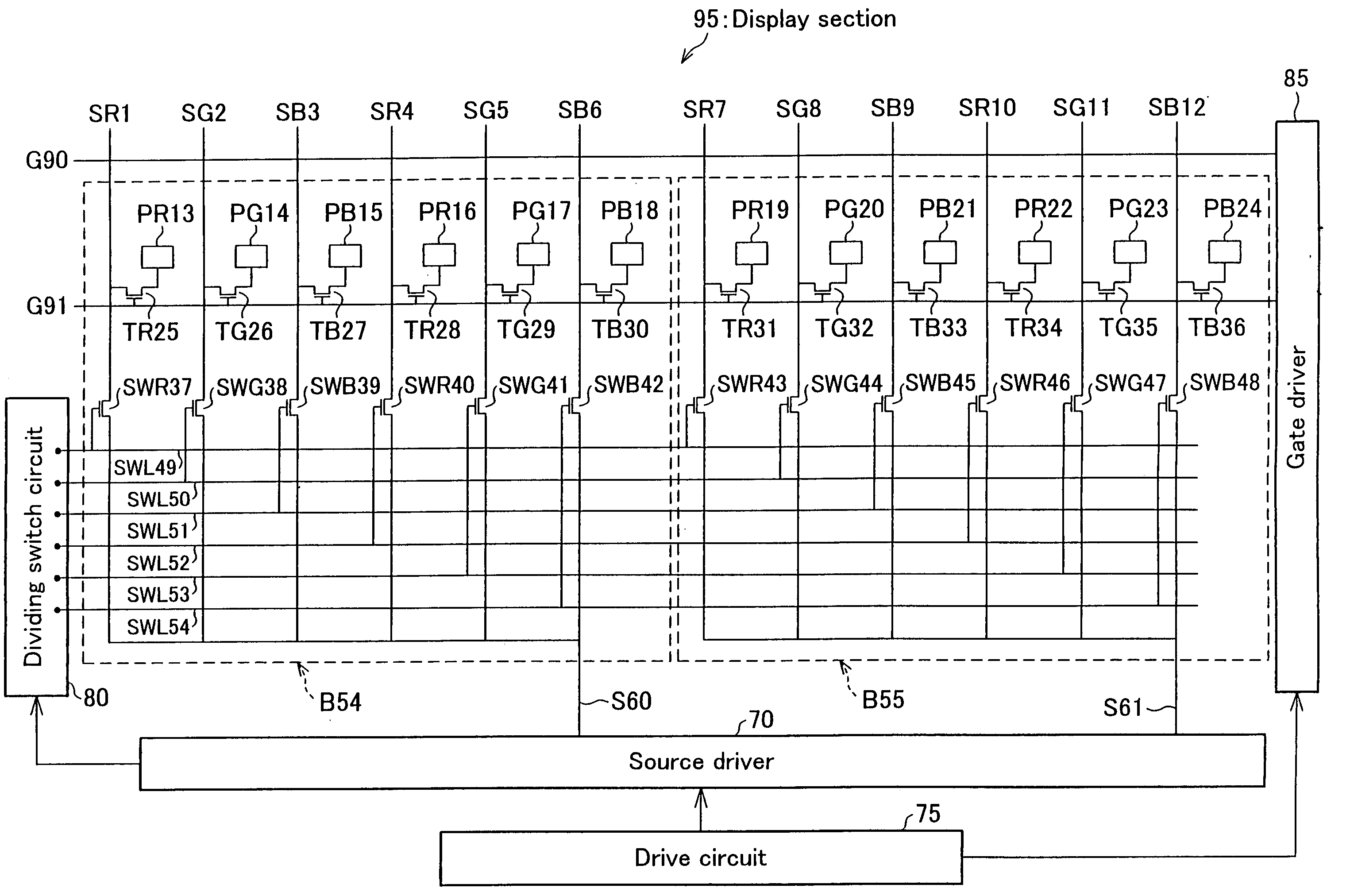 Method of driving data lines, and display device and liquid crystal display device using method