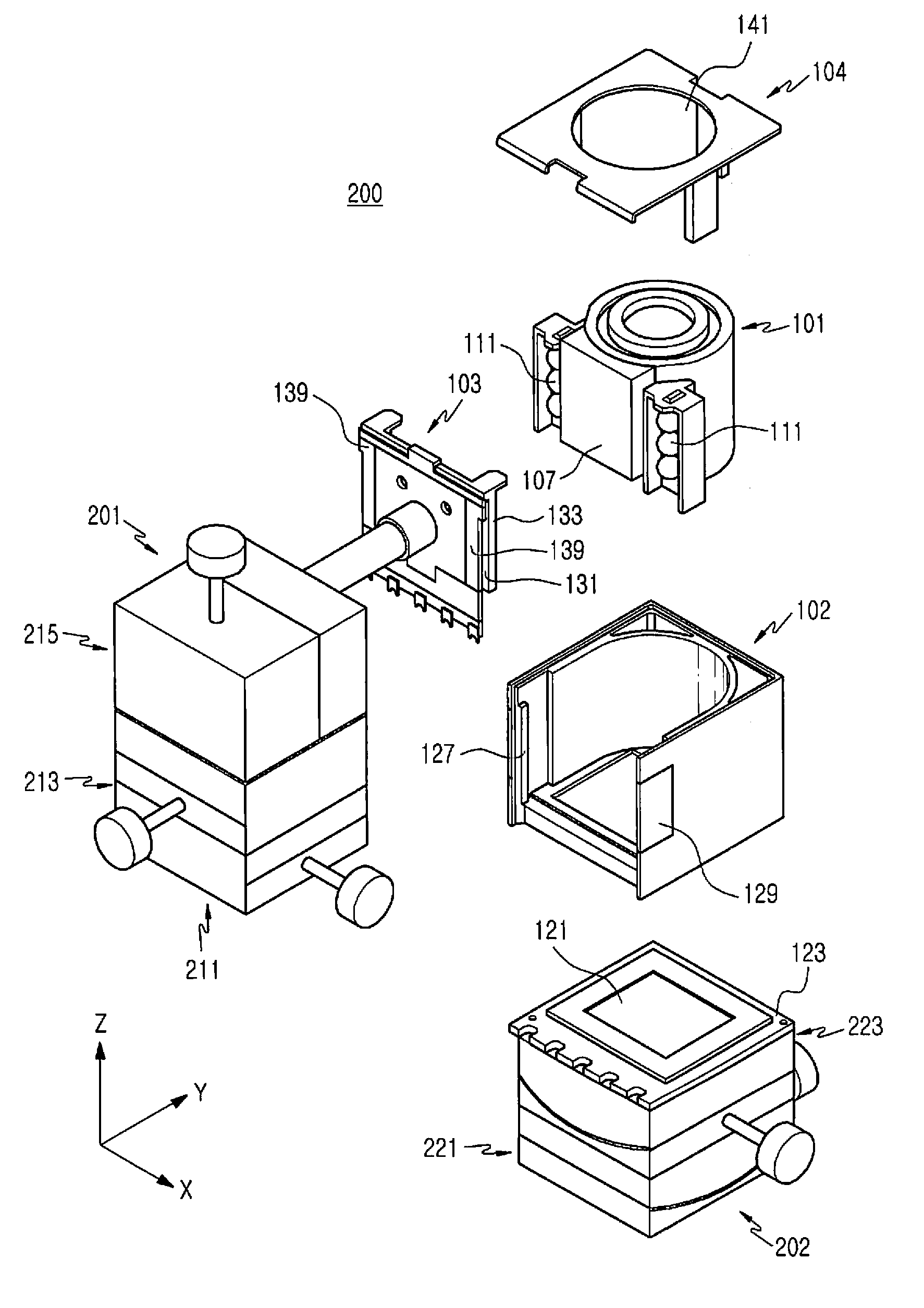 Lens assembly alignement device for camera lens module