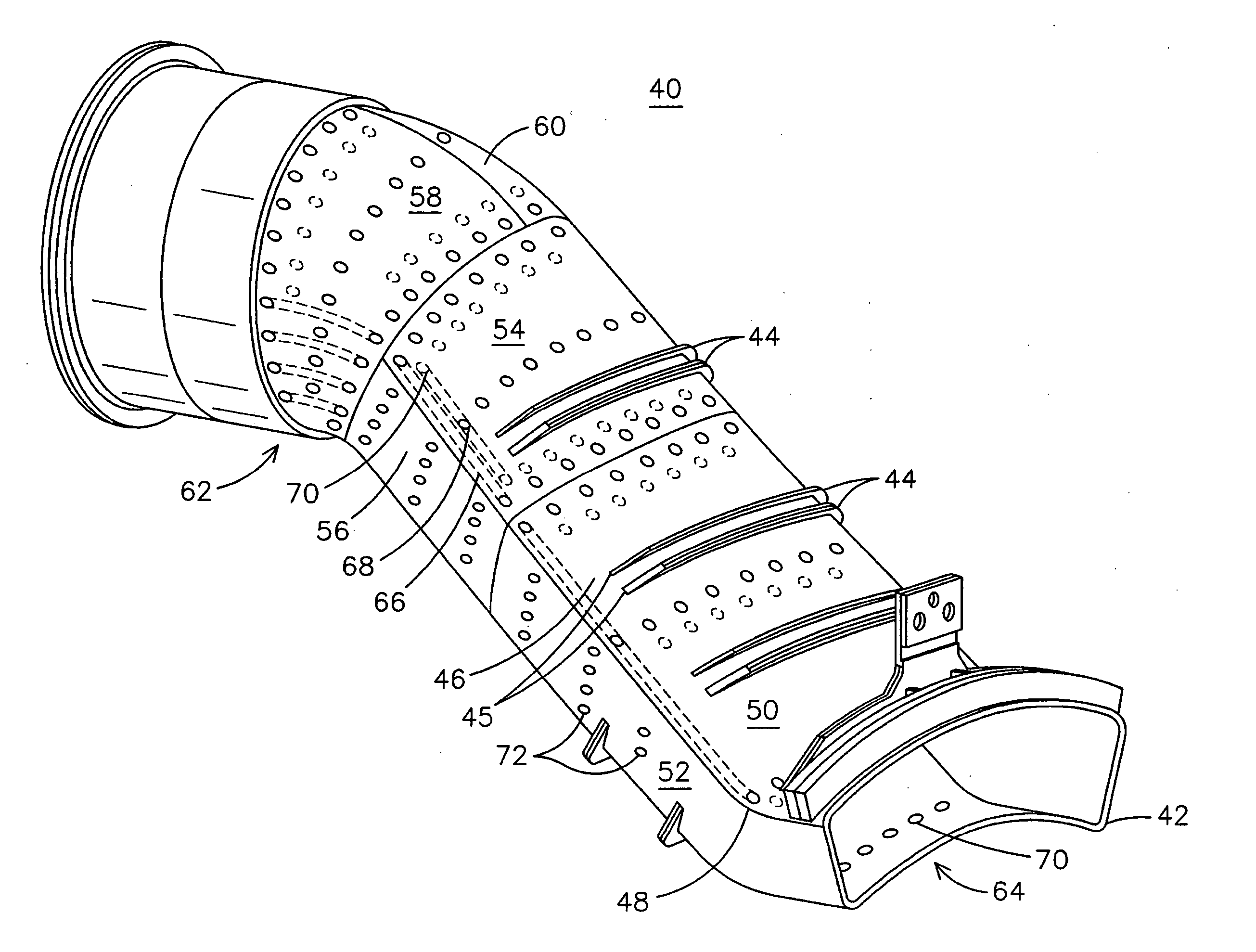 Cooled gas turbine transition duct