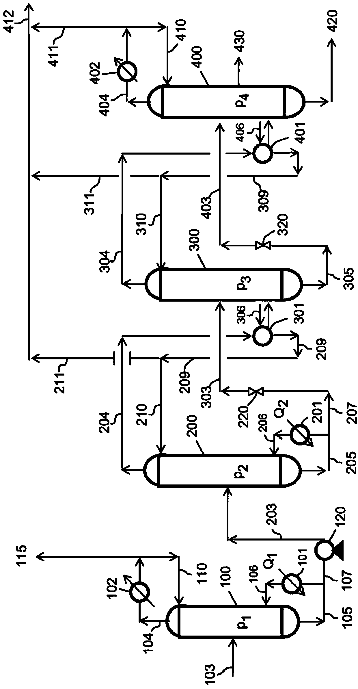 Process and plant for distillation of methanol with heat recuperation