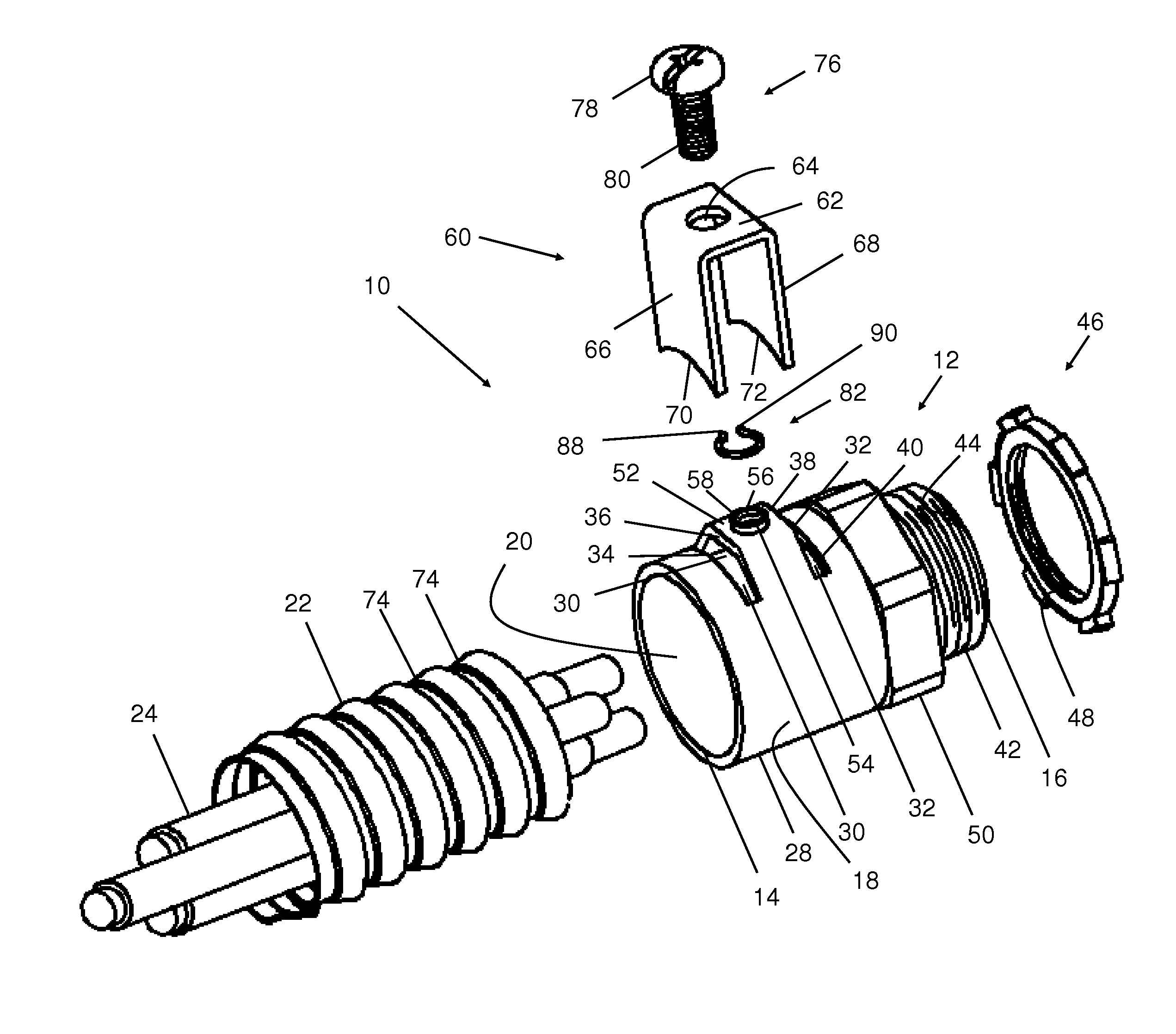 Electrical conduit connector with two-point engagement