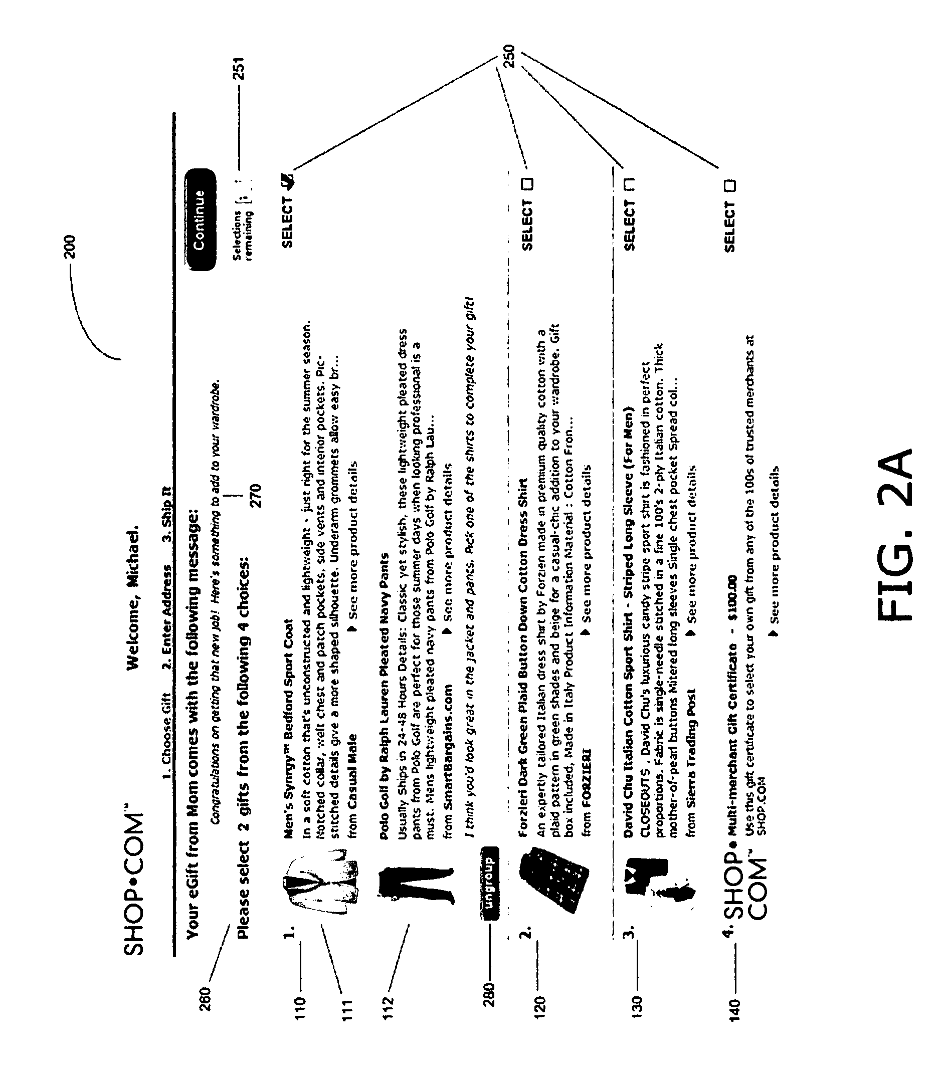 Electronic commerce rule-based multi-selection gifting