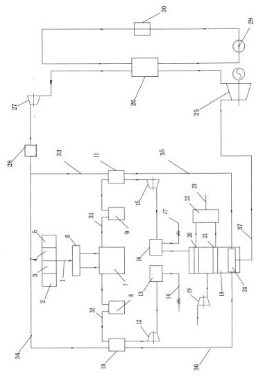 Combined system of hydrogen-oxygen fuel cell power generation and supercritical CO2 generator set