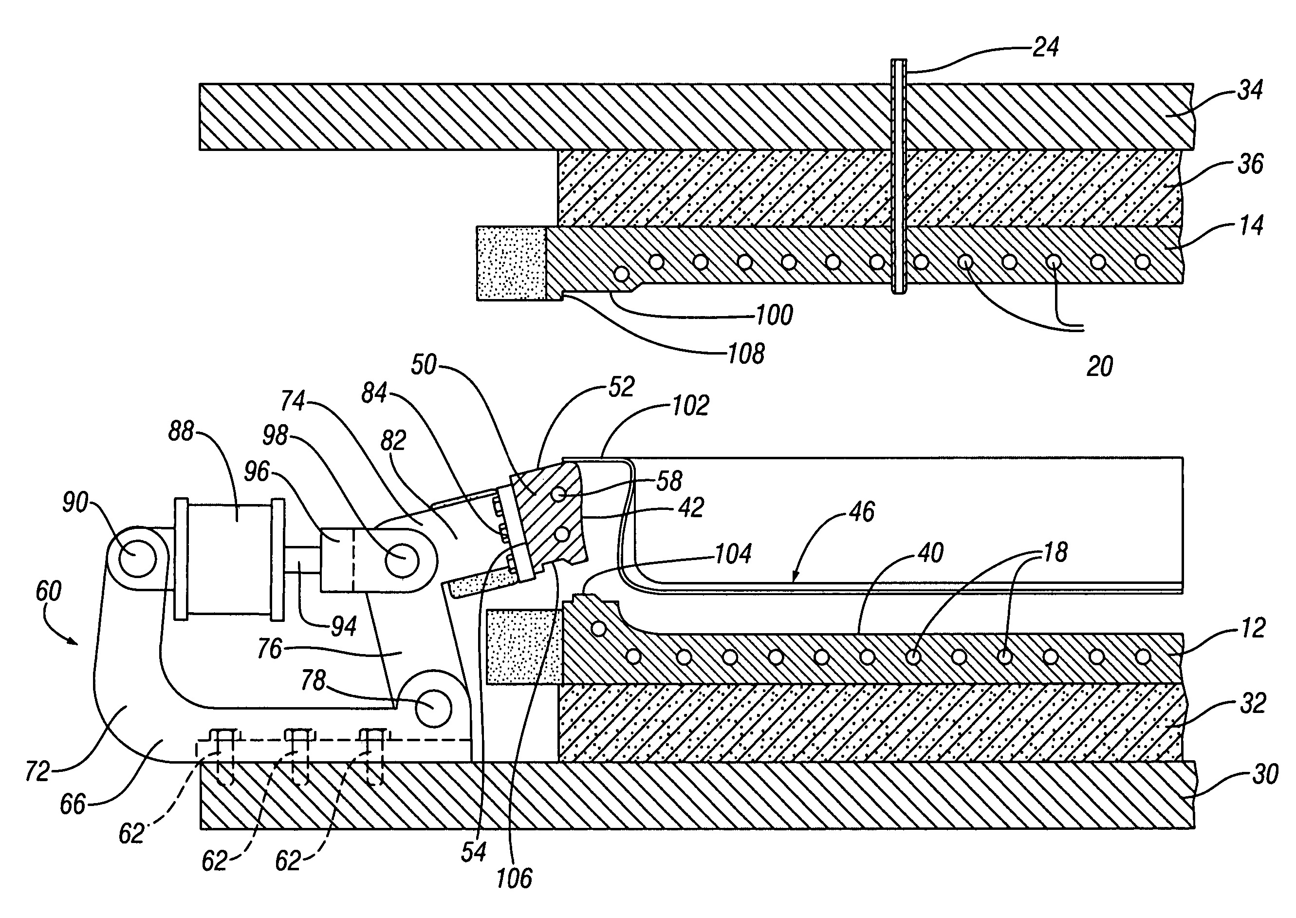 Forming tool apparatus with pivoting wall segment